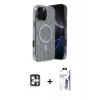 MARSİLYAN™- iPhone 16 Pro Max Kılıf Eksen Çizgi - Siyah Bilvis 3X AR HD Cam Ekran Koruyucu + PVD Metal Kamera Lens - GS