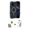 MARSİLYAN™- iPhone 16 Pro Max Kılıf Eksen Çizgi - Siyah Bilvis 3X AR HD Cam Ekran Koruyucu + Raze Metal Kamera Lens - CLTM