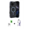 MARSİLYAN™- iPhone 16 Pro Max Kılıf Eksen Çizgi - Siyah Bilvis 3X AR HD Cam Ekran Koruyucu + Raze Metal Kamera Lens - BZ