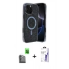 MARSİLYAN™- iPhone 16 Pro Max Kılıf Eksen Çizgi - Siyah Bilvis 3X AR HD Cam Ekran Koruyucu + Raze Metal Kamera Lens - SH