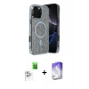 MARSİLYAN™- iPhone 16 Pro Max Kılıf Eksen Çizgi - Siyah Bilvis 5in1 3D Magic Cam Ekran Koruyucu + Beyaz Raze Metal Kamera Lens