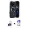 MARSİLYAN™- iPhone 16 Pro Max Kılıf Eksen Çizgi - Siyah Bilvis 5in1 3D Magic Cam Ekran Koruyucu + Bilvis Titan Kamera Lens - SH