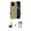 MARSİLYAN™- iPhone 16 Pro Max Kılıf Eksen Çizgi - Siyah Bilvis 5in1 3D Magic Cam Ekran Koruyucu + Bilvis Titan Kamera Lens - SH
