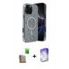MARSİLYAN™- iPhone 16 Pro Max Kılıf Eksen Çizgi - Siyah Bilvis 5in1 3D Magic Cam Ekran Koruyucu + Raze Metal Kamera Lens - CLTM