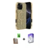 MARSİLYAN™- iPhone 16 Pro Max Kılıf Eksen Çizgi - Siyah Bilvis 5in1 3D Magic Cam Ekran Koruyucu + Raze Metal Kamera Lens - CLTM