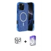 MARSİLYAN™- iPhone 16 Pro Max Kılıf Eksen Çizgi - Siyah Bilvis 5in1 3D Magic Cam Ekran Koruyucu + Gümüş Pers Alüminyum Kamera Lens