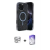 MARSİLYAN™- iPhone 16 Pro Max Kılıf Eksen Çizgi - Siyah Bilvis 5in1 3D Magic Cam Ekran Koruyucu + Gümüş Pers Alüminyum Kamera Lens