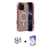 MARSİLYAN™- iPhone 16 Pro Max Kılıf Eksen Çizgi - Siyah Bilvis 5in1 3D Magic Cam Ekran Koruyucu + Gümüş Pers Alüminyum Kamera Lens