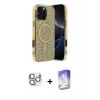 MARSİLYAN™- iPhone 16 Pro Max Kılıf Eksen Çizgi - Siyah Bilvis 5in1 3D Magic Cam Ekran Koruyucu + Gümüş Pers Alüminyum Kamera Lens