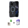 MARSİLYAN™- iPhone 16 Pro Max Kılıf Eksen Çizgi - Siyah Bilvis 5in1 3D Magic Cam Ekran Koruyucu + Raze Metal Kamera Lens - NLGY
