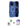 MARSİLYAN™- iPhone 16 Pro Max Kılıf Eksen Çizgi - Siyah Bilvis 5in1 3D Magic Cam Ekran Koruyucu + Raze Metal Kamera Lens - NLGY