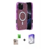 MARSİLYAN™- iPhone 16 Pro Max Kılıf Eksen Çizgi - Siyah Bilvis 5in1 3D Magic Cam Ekran Koruyucu + Raze Metal Kamera Lens - NLGY