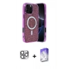 MARSİLYAN™- iPhone 16 Pro Max Kılıf Eksen Çizgi - Siyah Bilvis 5in1 3D Magic Cam Ekran Koruyucu + Pers Alüminyum Kamera Lens - GI