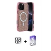 MARSİLYAN™- iPhone 16 Pro Max Kılıf Eksen Çizgi - Siyah Bilvis 5in1 3D Magic Cam Ekran Koruyucu + Pers Alüminyum Kamera Lens - GI