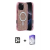 MARSİLYAN™- iPhone 16 Pro Max Kılıf Eksen Çizgi - Siyah Bilvis 5in1 3D Magic Cam Ekran Koruyucu + PVD Metal Kamera Lens - GS