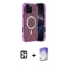 MARSİLYAN™- iPhone 16 Pro Max Kılıf Eksen Çizgi - Siyah Bilvis 5in1 3D Magic Cam Ekran Koruyucu + PVD Metal Kamera Lens - GD