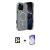 MARSİLYAN™- iPhone 16 Pro Max Kılıf Eksen Çizgi - Siyah Bilvis 5in1 3D Magic Cam Ekran Koruyucu + PVD Metal Kamera Lens - GS