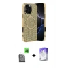 MARSİLYAN™- iPhone 16 Pro Max Kılıf Eksen Çizgi - Siyah Bilvis 5in1 3D Magic Cam Ekran Koruyucu + Raze Metal Kamera Lens - SH