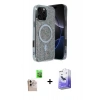 MARSİLYAN™- iPhone 16 Pro Max Kılıf Eksen Çizgi - Siyah Bilvis 5in1 5D Magic Hayalet Cam Ekran Koruyucu + Raze Metal Kamera Lens - NLGY