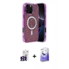 MARSİLYAN™- iPhone 16 Pro Max Kılıf Eksen Çizgi - Siyah Bilvis 5in1 5D Magic Hayalet Cam Ekran Koruyucu + Titanyum Gri Bilvis Titan Kamera Lens