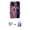 MARSİLYAN™- iPhone 16 Pro Max Kılıf Eksen Çizgi - Siyah Bilvis 5in1 5D Magic Hayalet Cam Ekran Koruyucu + Pers Alüminyum Kamera Lens - GS
