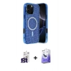 MARSİLYAN™- iPhone 16 Pro Max Kılıf Eksen Çizgi - Siyah Bilvis 5in1 5D Magic Hayalet Cam Ekran Koruyucu + Titanyum Gri Bilvis Titan Kamera Lens
