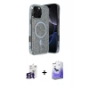 MARSİLYAN™- iPhone 16 Pro Max Kılıf Eksen Çizgi - Siyah Bilvis 5in1 5D Magic Hayalet Cam Ekran Koruyucu + Titanyum Gri Bilvis Titan Kamera Lens