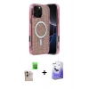 MARSİLYAN™- iPhone 16 Pro Max Kılıf Eksen Çizgi - Siyah Bilvis 5in1 5D Magic Hayalet Cam Ekran Koruyucu + Raze Metal Kamera Lens - NLGY