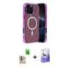 MARSİLYAN™- iPhone 16 Pro Max Kılıf Eksen Çizgi - Siyah Bilvis 5in1 5D Magic Hayalet Cam Ekran Koruyucu + Raze Metal Kamera Lens - NLGY