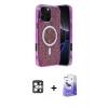 MARSİLYAN™- iPhone 16 Pro Max Kılıf Eksen Çizgi - Siyah Bilvis 5in1 5D Magic Hayalet Cam Ekran Koruyucu + PVD Metal Kamera Lens - GS
