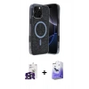 MARSİLYAN™- iPhone 16 Pro Max Kılıf Eksen Çizgi - Siyah Bilvis 5in1 5D Magic Hayalet Cam Ekran Koruyucu + Bilvis Titan Kamera Lens - SH
