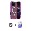 MARSİLYAN™- iPhone 16 Pro Max Kılıf Eksen Çizgi - Siyah Bilvis 5in1 5D Magic Hayalet Cam Ekran Koruyucu + PVD Metal Kamera Lens - SH
