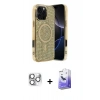 MARSİLYAN™- iPhone 16 Pro Max Kılıf Eksen Çizgi - Siyah Bilvis 5in1 5D Magic Hayalet Cam Ekran Koruyucu + Pers Alüminyum Kamera Lens - GS