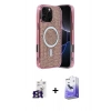 MARSİLYAN™- iPhone 16 Pro Max Kılıf Eksen Çizgi - Siyah Bilvis 5in1 5D Magic Hayalet Cam Ekran Koruyucu + Titanyum Gri Bilvis Titan Kamera Lens