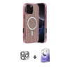 MARSİLYAN™- iPhone 16 Pro Max Kılıf Eksen Çizgi - Siyah Bilvis 5in1 5D Magic Hayalet Cam Ekran Koruyucu + Pers Alüminyum Kamera Lens - GI