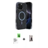 MARSİLYAN™- iPhone 16 Pro Max Kılıf Eksen Çizgi - Siyah Bilvis Hayalet Cam Ekran Koruyucu + Raze Metal Kamera Lens - BZ