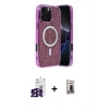MARSİLYAN™- iPhone 16 Pro Max Kılıf Eksen Çizgi - Siyah Bilvis Hayalet Cam Ekran Koruyucu + Bilvis Titan Kamera Lens - SH