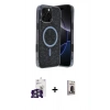 MARSİLYAN™- iPhone 16 Pro Max Kılıf Eksen Çizgi - Siyah Bilvis Hayalet Cam Ekran Koruyucu + Bilvis Titan Kamera Lens - GS
