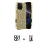 MARSİLYAN™- iPhone 16 Pro Max Kılıf Eksen Çizgi - Siyah Bilvis Hayalet Cam Ekran Koruyucu + Pers Alüminyum Kamera Lens - GI