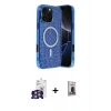 MARSİLYAN™- iPhone 16 Pro Max Kılıf Eksen Çizgi - Siyah Bilvis Hayalet Cam Ekran Koruyucu + Bilvis Titan Kamera Lens - GS