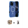 MARSİLYAN™- iPhone 16 Pro Max Kılıf Eksen Çizgi - Siyah Bilvis Hayalet Cam Ekran Koruyucu + Pers Alüminyum Kamera Lens - CLTM