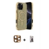 MARSİLYAN™- iPhone 16 Pro Max Kılıf Eksen Çizgi - Siyah Bilvis Hayalet Cam Ekran Koruyucu + Pers Alüminyum Kamera Lens - CLTM