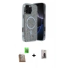 MARSİLYAN™- iPhone 16 Pro Max Kılıf Eksen Çizgi - Siyah Bilvis Hayalet Cam Ekran Koruyucu + Raze Metal Kamera Lens - CLTM