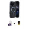 MARSİLYAN™- iPhone 16 Pro Max Kılıf Eksen Çizgi - Siyah Buffer Cam Ekran Koruyucu + Bilvis Titan Kamera Lens - SH