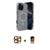 MARSİLYAN™- iPhone 16 Pro Max Kılıf Eksen Çizgi - Siyah Buffer Cam Ekran Koruyucu + Pers Alüminyum Kamera Lens - CLTM