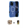 MARSİLYAN™- iPhone 16 Pro Max Kılıf Eksen Çizgi - Siyah Buffer Cam Ekran Koruyucu + Pers Alüminyum Kamera Lens - CLTM