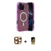 MARSİLYAN™- iPhone 16 Pro Max Kılıf Eksen Çizgi - Siyah Buffer Cam Ekran Koruyucu + Pers Alüminyum Kamera Lens - CLTM