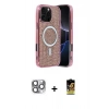 MARSİLYAN™- iPhone 16 Pro Max Kılıf Eksen Çizgi - Siyah Buffer Cam Ekran Koruyucu + Gri Pers Alüminyum Kamera Lens