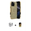 MARSİLYAN™- iPhone 16 Pro Max Kılıf Eksen Çizgi - Siyah Buffer Cam Ekran Koruyucu + Pers Alüminyum Kamera Lens - GS