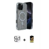 MARSİLYAN™- iPhone 16 Pro Max Kılıf Eksen Çizgi - Siyah Buffer Cam Ekran Koruyucu + Pers Alüminyum Kamera Lens - GS